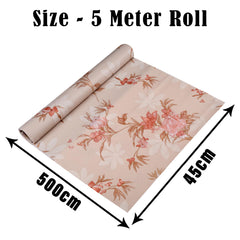 Heart Home Shelf Liner | Kitchen Cabinet Shelf Protector | Kitchen Liners for Cabinets | Drawer Liner Mat | Red Flower Wallpaper Shelf Liner Cabinet Mat | 5 MTR | Cream