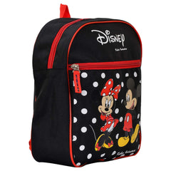Kuber Industries Mickey & Minnie Print Rexine Lightweight, Portable School Bag, Backpack, Bookbag For Kids Pack of 2 (Black)