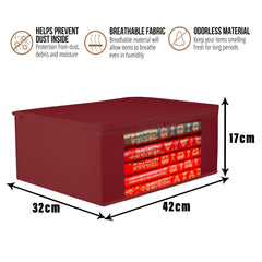 Heart Home Saree Cover | Clothes Storage Bag | Storage Organizer Bag | Zip Closure Saree Cover | Wardrobe Organizer | Plain Transparent Window Saree Cover | 6 Inch | Pack of 6 | Maroon