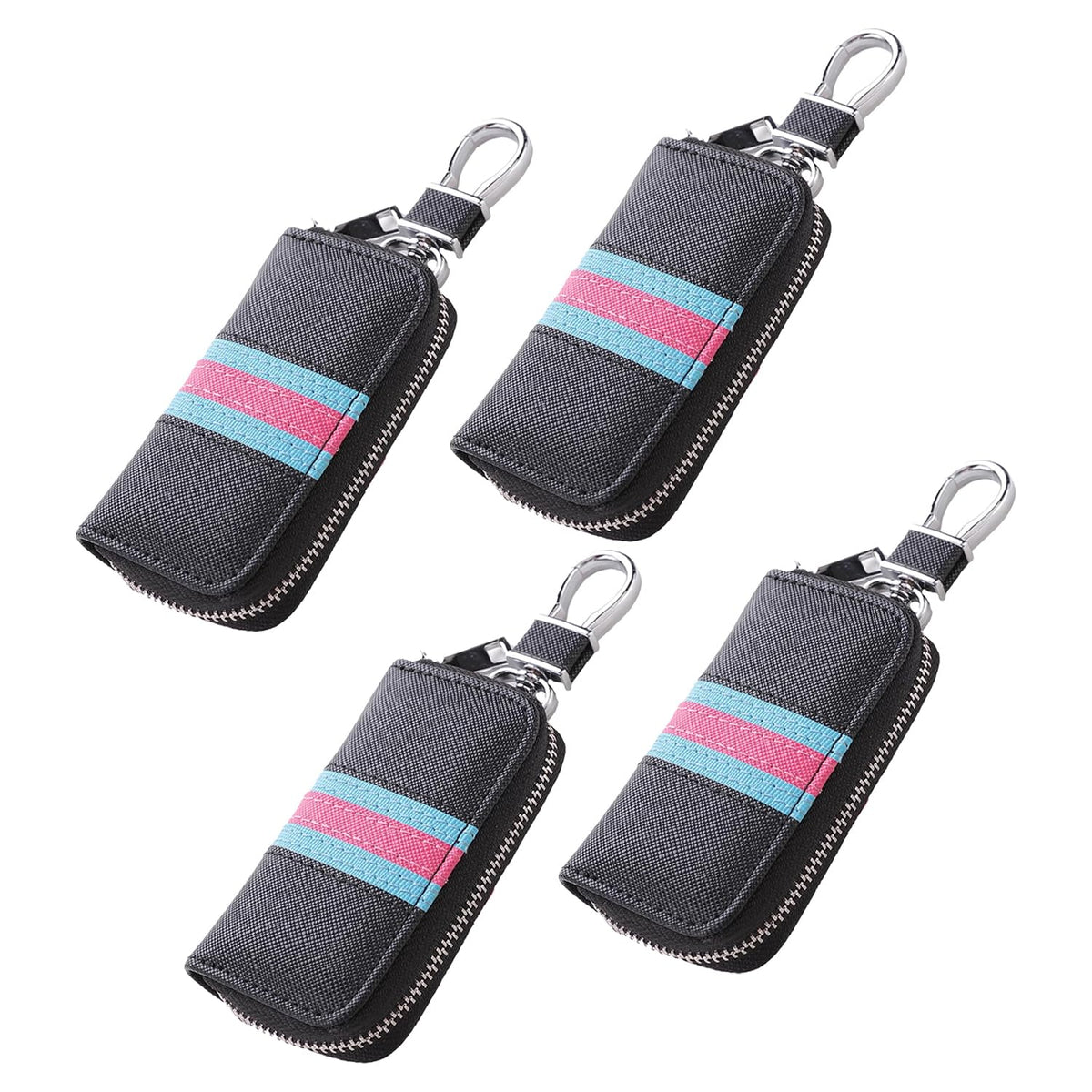 Kuber Industries Key Case|Keychain/Keyring/Key Tag|Car Key Clip, Key Holder, Key Organizer-Pack of 4 (Black)