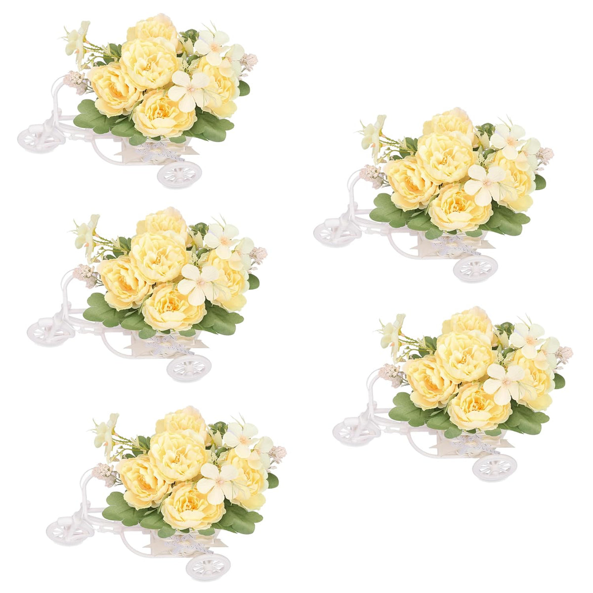 Kuber Industries Artificial Plants for Home D?cor|Natural Looking Indoor Fake Plants with Pot|Artificial Flowers for Decoration-Pack of 5 (Yellow)