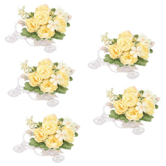 Kuber Industries Artificial Plants for Home D?cor|Natural Looking Indoor Fake Plants with Pot|Artificial Flowers for Decoration-Pack of 5 (Yellow)