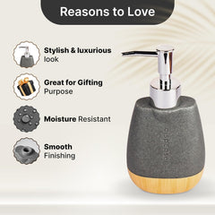 Homestic Premium Polyresin Liquid Soap Dispenser | 250ml | Modern Stylish Kitchen Office Bathroom Dispenser for Kitchen | Non Fragile | Scratch Proof | Moisture Resistant | Natural Grey Color