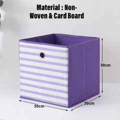 Kuber Industries Pack Of 6 Foldable Storage Basket|Square Toy Storage Bin|Front Grab Handle|Wardrobe, Closet Organizer (Purple)