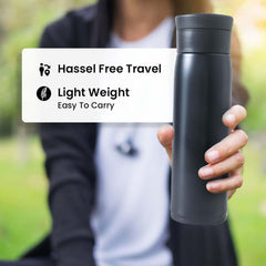 Kuber Industries LeakProof Insulated Stainless Steel Water Tumbler Bottle for Men's | Water Bottle for Office & Kids | Ideal for Gym, Home, Hiking & Travel | CO230201A-Black
