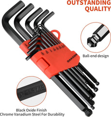 Kuber Industries Hex Key Allen Wrench Set with Ball End|Industrial Grade Allen Wrench Set|Bonus Free Strength Helping T-Handle 26" Piece Set (Black) (Pack Of 4)