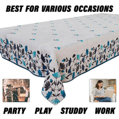 Heart Home Sofa Cover | Sofa & Center Table Cover Set | Blue Digital Leaf Sofa Cover with Table Cover | Velvet 5 Seater Sofa & Table Cover Set For Living Room | Gray