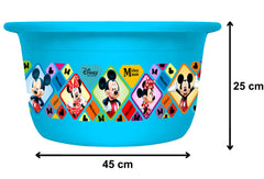 Heart Home Disney Mickey Minnie Print 2 Pieces Unbreakable Plastic Multipurpose Bath Tub/Washing Tub 25 Ltr (Blue) -HS_35_HEARTH17891