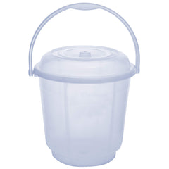 Heart Home Unbreakable Virgin Plastic Strong Transparent Bathroom Bucket with Lid 18 LTR (White)- HEART3857