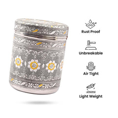 Kuber Industries 1600ml Silver Crafted Stainless Steel Containers for Kitchen with Lid | Aesthetic Multipurpose Storage Canister for Kitchen Organizer | Steel Dabba/Box for home | Silver