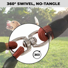 Kuber Industries Double Coupler Dog Leash|Double Dog Leash|Premium PP Fabric|Durable Metal Hooks|360? Swivel, No Tangle Design|PDMGL-030-145| Soft Padded Handle for Comfortable Grip |Coffee