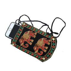 Kuber Industries Embroidery Velvet Mobile Pouch Cover, Black