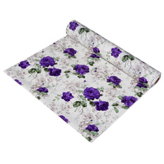 Heart Home Shelf Liner | PVC Kitchen Cabinet Shelf Mat | Shelf Mat for Drawer Organizer | Fridge Mat | Table Placemat | Purple Flower Wardrobe Mat | 10 Meter | White