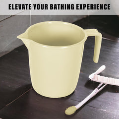 Heart Home Bathroom Mug | Plastic Bath Mug for Bathroom | Bath Mug | Mug for Bathroom | Mug for Toilet | Washroom Jug | 150 Bath Mug | 1.5 LTR | Pack of 2 | Beige