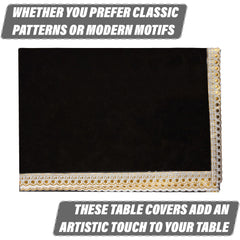 Kuber Industries Dining Table Cover | Tabletop Cover | Table Buffet Cover | Table Linen Cover | 6-Seater Table Cloth | Table Cloth Cover | Small Golden Lace | DTC | 60x90 Inch | Black Transparent