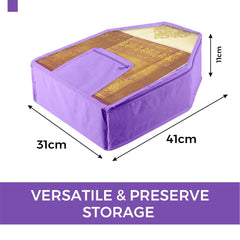 Heart Home Blouse Cover | Clothes Storage Bag | Zipper Wardrobe Organizers | Clothes Organiser with Attached Pocket with White Lace | Non-Woven Front Transparent | Pack of 6 | Purple