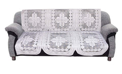 Kuber Industries Floral Design Cotton 6 Pieces 5 Seater Sofa Cover Set (White)-CTKTC32975