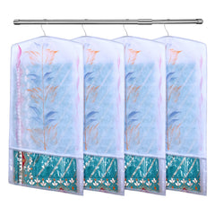 Heart Home Hanging Saree Cover | Brush Painting Pattern Saree Cover | Non-Woven Saree Covers for Home | Saree Cover with Small Transparent view | Pack of 3 | Gray