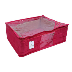 Kuber Industries 3 Layered Quilted Silk 4 Pieces Saree Cover (Pink) -CTLTC10630