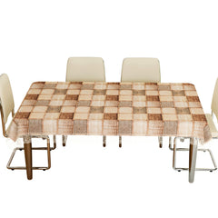Kuber Industries Dining Table Cover 6 Seater|Water Proof Plastic Table Cover|Heat Resistant (Light Brown)