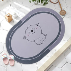 Homestic Bath Mat | PVC Bathroom Mat | Shower Bath Mat | Floor Tub Mat | Diatom Mud Oval Mat | Anti-Skid Shower Bathroom Mat | CF-220804 | Gray