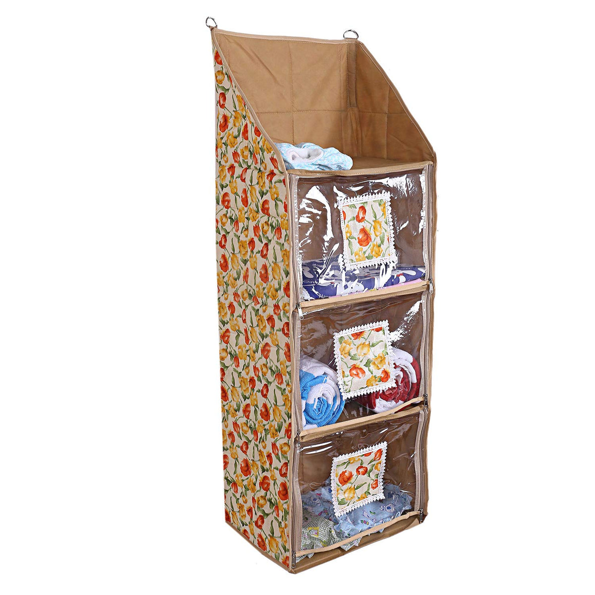 Kuber Industries Cotton Four Cabinet Hanging Baby Almirah (Gold)-CTKTC13371