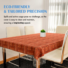 Heart Home Dining Table Cover | PVC Table Cloth Cover | 6-Seater Table Cloth | Table Protector Cover | Table Cover for Dining Table | Wooden Check Table Cover | 60x90 Inch | DTC | Brown