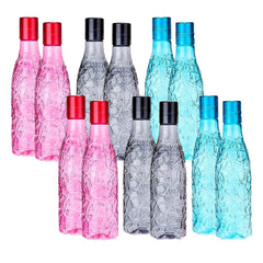 Kuber Industries BPA-Free Plastic Water Bottle | Leak Proof, Firm Grip, 100% Food Grade Plastic Bottles | for Home, Office, School & Gym | Unbreakable, Freezer Proof| Set of 6|Assorted (Pack of 2)