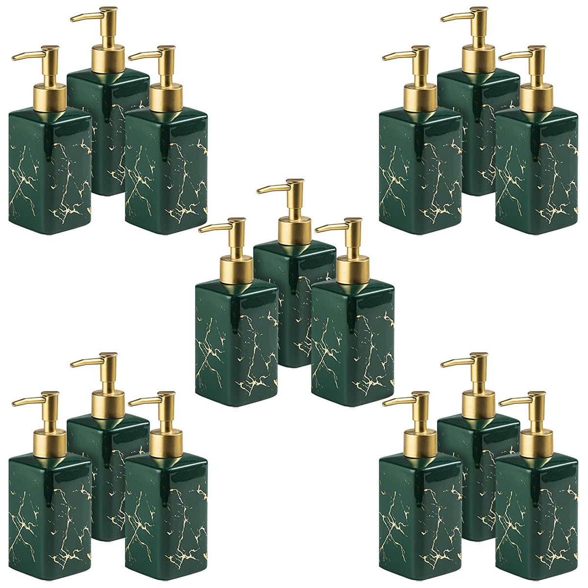 Kuber Industries Liquid Soap Dispenser | Handwash Soap Dispenser | Soap Dispenser for Wash Basin | Shampoo Dispenser Bottle | Bathroom Dispenser Bottle | 15 Piece | Pack of 5 | 320 ml | Green