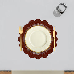 Heart Home Placemat | Dining Table Placemat | Center Table Mats | Round Plain Net Placemat Set | Side Table Placemats for Hotel-Home Décor | 20 Inch | Pack of 2 | Maroon