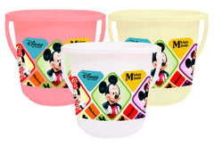 Kuber Industries Disney Mickey Minnie Print Unbreakable Virgin Plastic Strong Bathroom Bucket,16 LTR (Pink & Cream & White)-Pack of 3 -HS_35_KUBMARTS17871