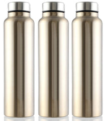 Kuber Industries Eagle Stainless Steel 3 Pieces Fridge Water Bottle/Refrigerator Bottle/Thunder, 1000 ML (Brown)-CTKTC043575
