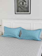 Heart Home Pillow Cover | Cotton Pillow Cover | Striped Pattern Pillow Cover | Soft Pillow Cover for Home | Pillow Cover for Bedroom | Set of 4 | Sky Blue