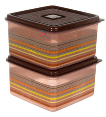 Heart Home Pixel Plastic Food Storage Containers with Lids, BPA-Free, Safe for Dishwasher, Microwave, Freezer,850 ML(Brown)-Pack of 2-HHEART16382