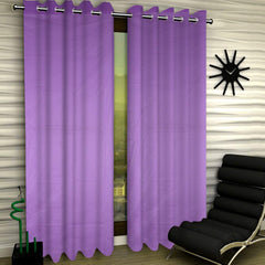 Kuber Industries Zig Zag Design 2 Pieces Sheer Door Curtains Linen Look Semi Transparent Voile Grommet Elegance Curtains for Living Dining Room, Bedroom Drapes 48 x 84 Inch Long, (Purple) - CTKTC40463