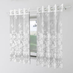 Kuber Industries Window Curtain|Darkening Window Curtains|Sheer Curtain with 8 Rings|Parda for Living Room|Drapes for Bedroom|Net Frill Window Curtain|5 Ft|SY27|White