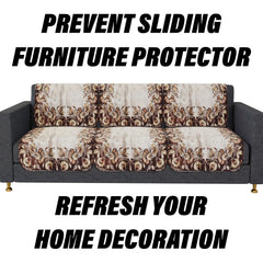 Heart Home Sofa Cover | Single Seater Sofa Slip Cover Set | Brown Flower Sofa Cover | Velvet Couch Cover | Sofa Slipcover Set | Sofa Cover for Living Room | Golden