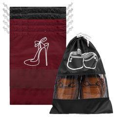 Heart Home Shoe Cover | Travel Shoe Storage Bags | Polyester Storage Bags | Drawstring Shoe Cover | Clear Transparent Shoe Storage Organizer | Pack of 6 | Multi