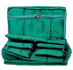 Kuber Industries Portable Jewellery Organizer With 6 Tranasparent Pockets, Set of 2 (Green)-HS_38_KUBMART21235