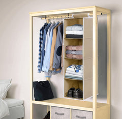 Kuber Industries Non Woven Hanging 4 Shelves Foldable Wardrobe/Closet Cloth Organizer (Brown)-KUBMART15324