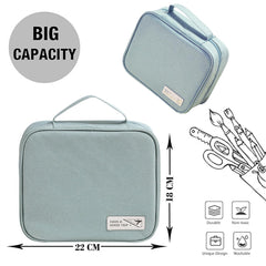 Kuber Industries Cosmetic Storage Case|Makeup Kit Box for Women|Small Vanity Case|Pouch for Home & Travel|Two Compartment|Zipper Closure (Blue)