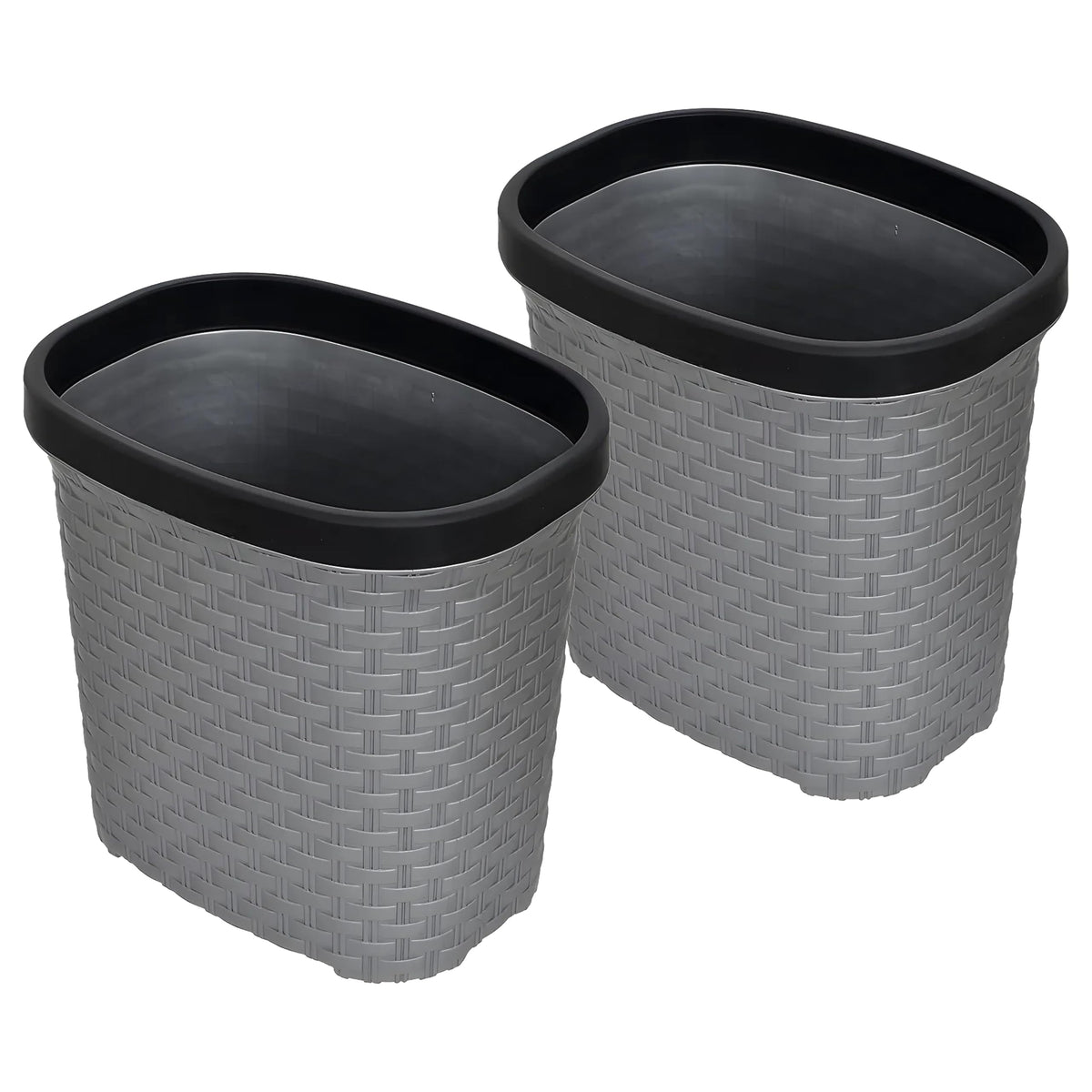 Kuber Industries Plastic Open Plastic Dustbin Without Lid|Garbage Bin, Trash Can, Waste Bin, 7 Litre- Pack of 2 (Grey)-47KM0713