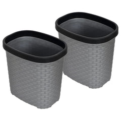 Kuber Industries Plastic Open Plastic Dustbin Without Lid|Garbage Bin, Trash Can, Waste Bin, 7 Litre- Pack of 2 (Grey)-47KM0713