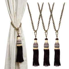 Kuber Industries Tassel Set | Curtain Tie Back Tassel Set | Curtain Holder Tieback | Curtain Tieback | Curtain Holder for Home & Office Décor | Moti Kit Pit Tassel | Pack of 4 | Brown