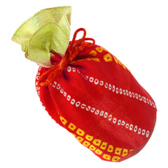 Kuber Industries Multiuses Bandhej Print Potli Bag for women With Drawstring Set of 10 (Assorted)