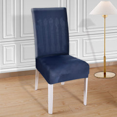 Kuber Industries Elastic Stretchable Polyster Chair Cover for Home, Office, Hotels, Wedding Banquet- Pack of 6 (Blue)-50KM0981