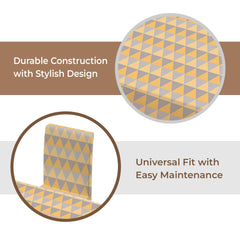 Heart Home Set of 7 Waterproof & Oil Repellent Dining Table Chair Cover 6 Seater Full Set | Washable Seat Cover Protector Slipcover Cloth | Geometric Yellow & Grey Triangle Design