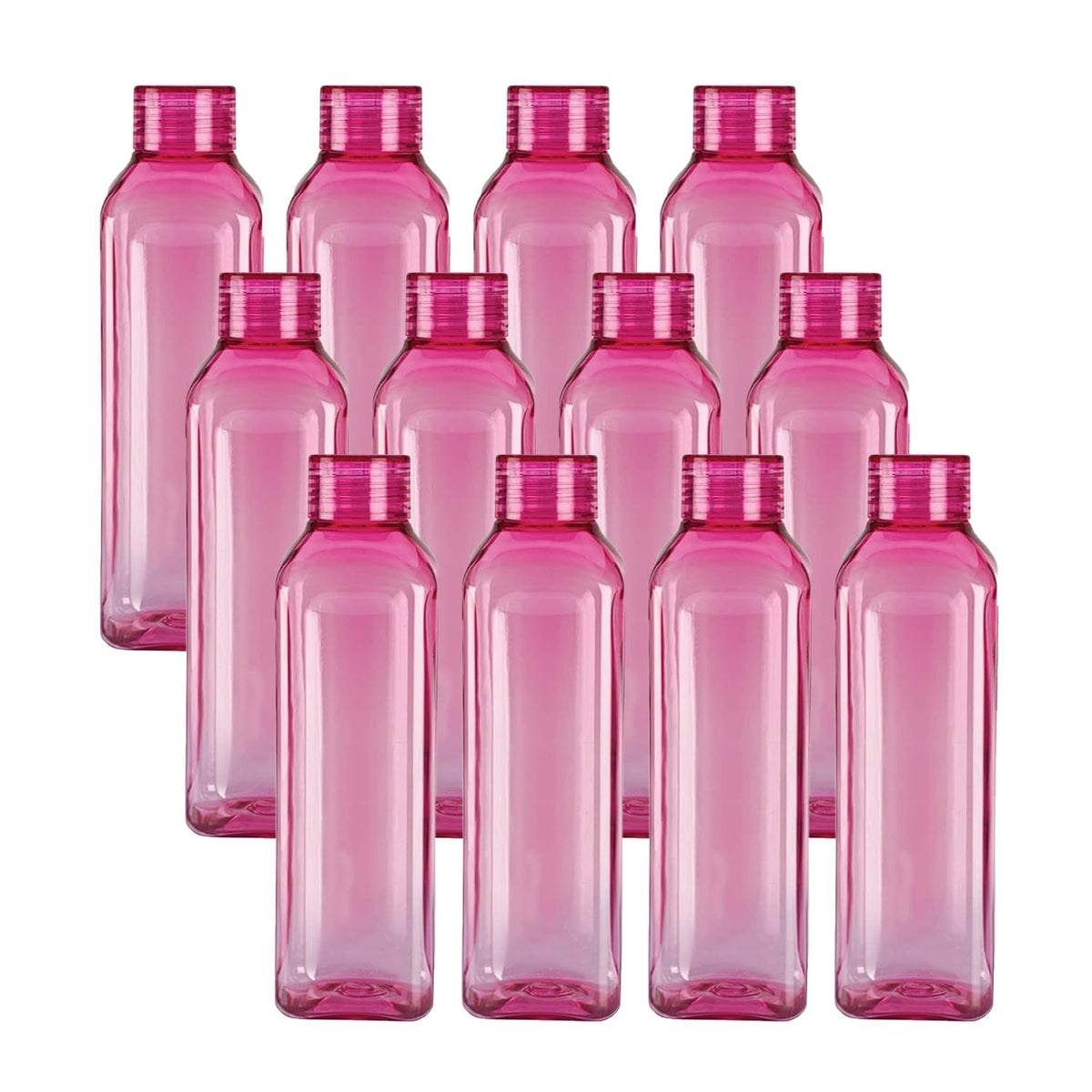 Kuber Industries BPA Free Plastic Water Bottles | Unbreakable, Leak Proof, 100% Food Grade Plastic | for Kids & Adults | Refrigerator Plastic Bottle Set of 6|Pink (Pack of 2)