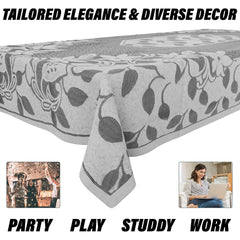 Heart Home Dining Table Cover | Net Table Cloth Cover | 6 Seater Table Cloth | Flower Table Cover | Table Protector | Table Cover for Dining Table | 60x90 Inch | S21 | Gray