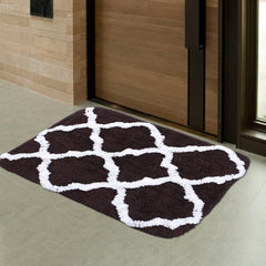 Urbane Home Super Soft Door mat|Microfiber Anti-Slip Water Absorbant Fluffy Floor Mat|Entrance Mat for Kitchen,Bedside,Door,Living Room,60x40 cm,Pack of 2|Blue and Brown